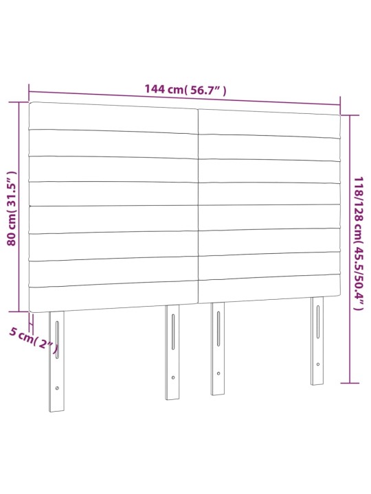 Gultas galvgalis ar LED, 144x5x118/128 cm, melns audums