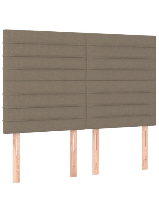 Gultas galvgalis ar LED, 144x5x118/128 cm, pelēkbrūns audums
