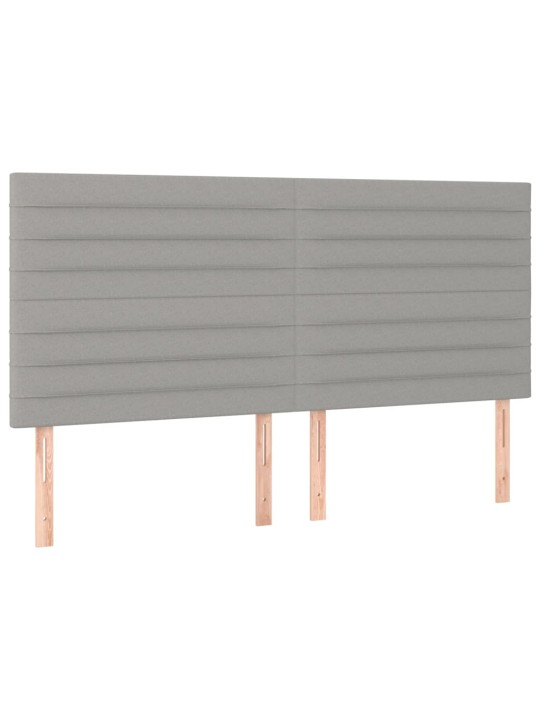 Gultas galvgalis ar LED, 160x5x118/128 cm, gaiši pelēks audums