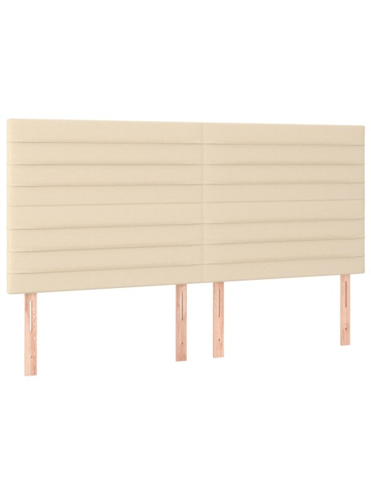 Gultas galvgalis ar LED, 160x5x118/128 cm, krēmkrāsas audums