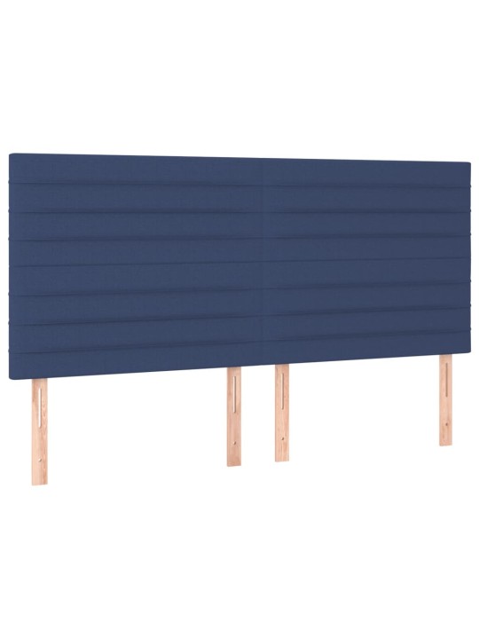 Gultas galvgalis ar led, 160x5x118/128 cm, zils audums