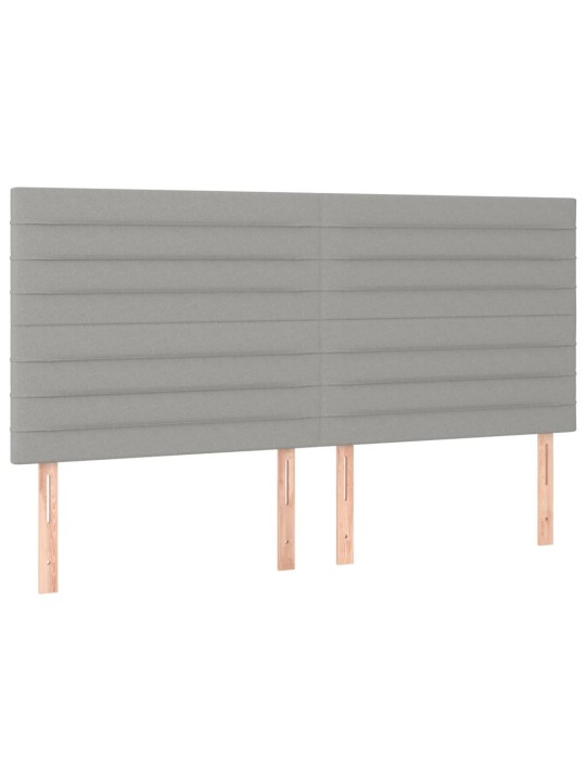 Gultas galvgalis ar LED, 180x5x118/128 cm, gaiši pelēks audums
