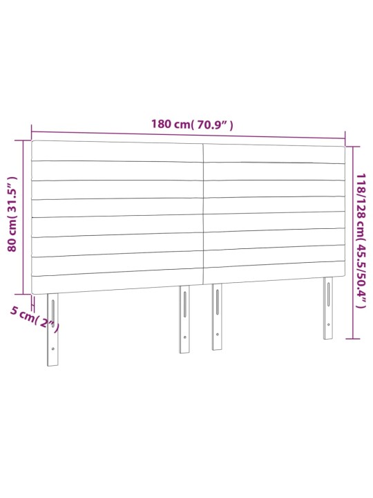 Gultas galvgalis ar LED, 180x5x118/128 cm, tumši pelēks audums