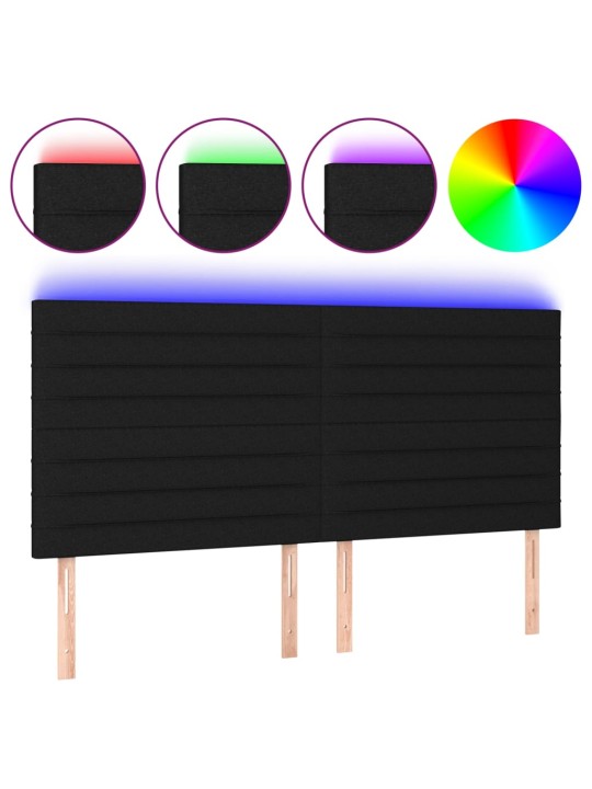 Gultas galvgalis ar led, 200x5x118/128 cm, melns audums