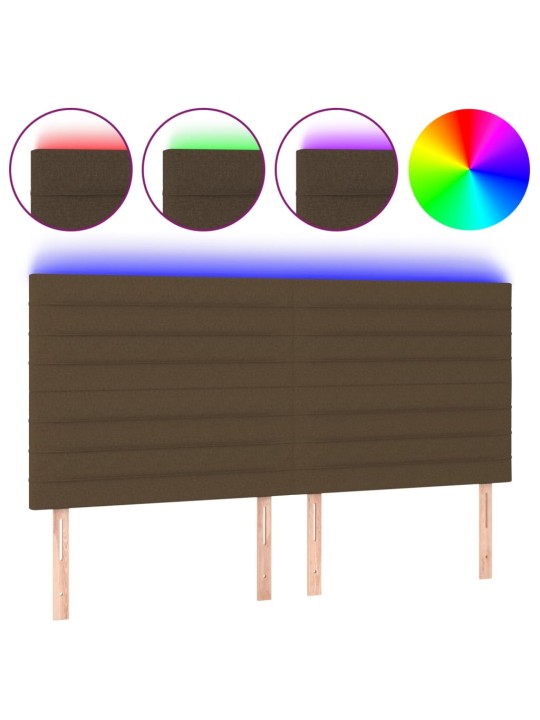 Gultas galvgalis ar led, 200x5x118/128 cm, tumši brūns audums
