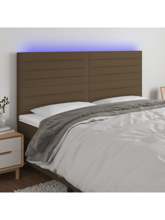 Gultas galvgalis ar led, 200x5x118/128 cm, tumši brūns audums