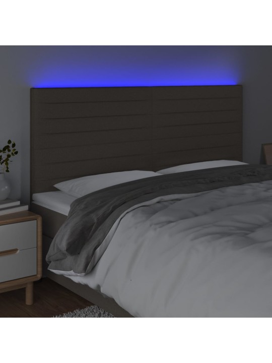 Gultas galvgalis ar led, 200x5x118/128 cm, pelēkbrūns audums