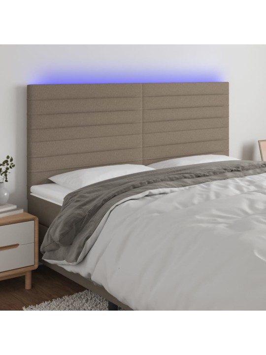 Gultas galvgalis ar led, 200x5x118/128 cm, pelēkbrūns audums