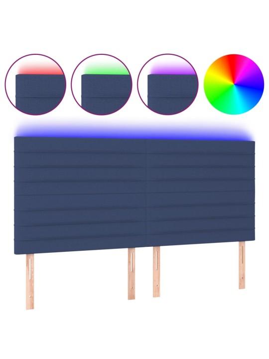 Gultas galvgalis ar led, 200x5x118/128 cm, zils audums