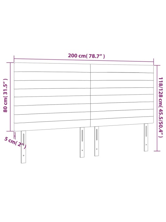 Gultas galvgalis ar led, 200x5x118/128 cm, zils audums