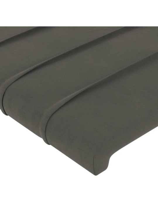Gultas galvgalis ar led, 83x16x118/128 cm, tumši pelēks samts