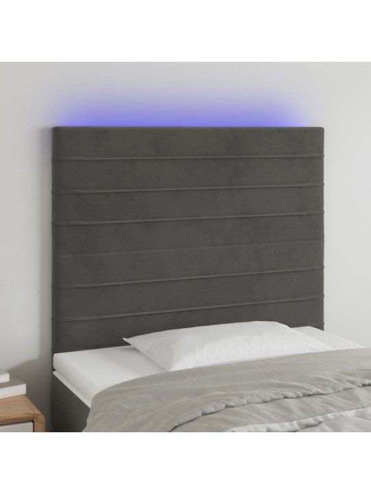 Gultas galvgalis ar LED, 90x5x118/128 cm, tumši pelēks samts
