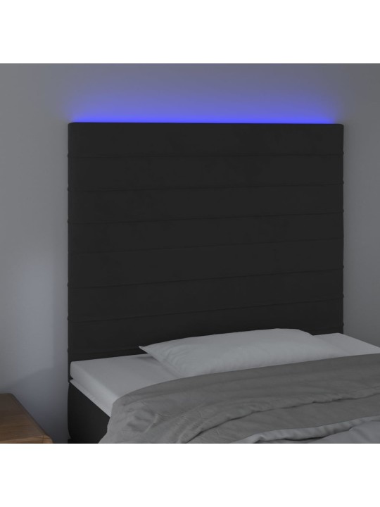 Gultas galvgalis ar led, 90x5x118/128 cm, melns samts