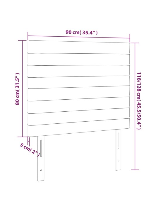 Gultas galvgalis ar led, 90x5x118/128 cm, melns samts