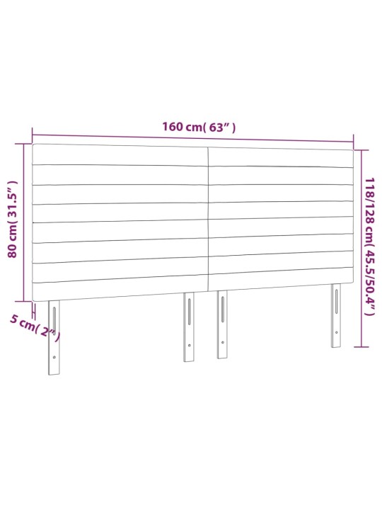 Gultas galvgalis ar LED, 160x5x118/128 cm, tumši zaļš samts