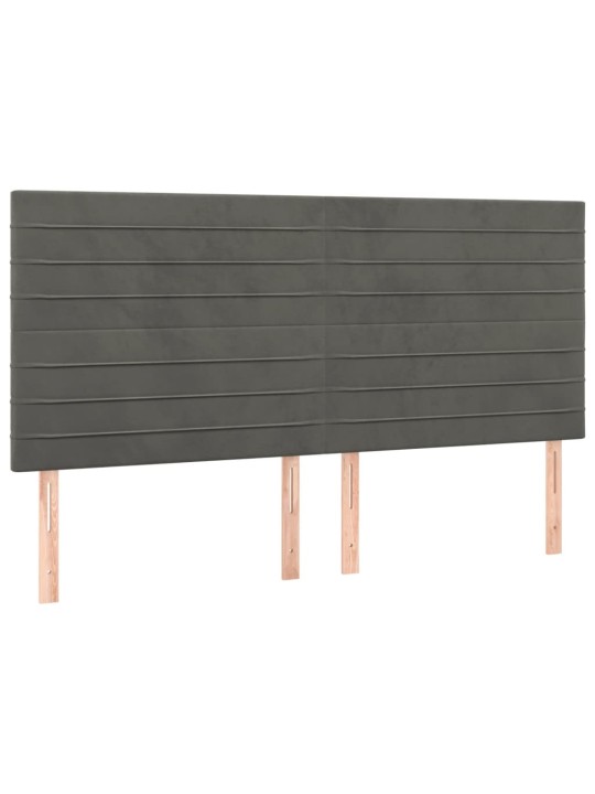 Gultas galvgalis ar led, 200x5x118/128 cm, tumši pelēks samts