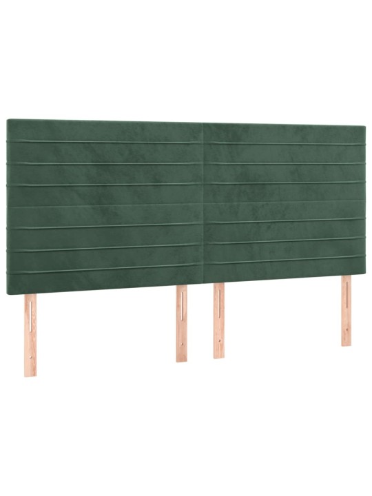 Gultas galvgalis ar led, 200x5x118/128 cm, tumši zaļš samts