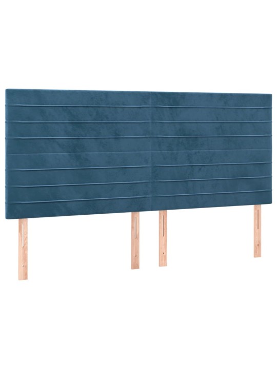 Gultas galvgalis ar LED, 200x5x118/128 cm, tumši zils samts