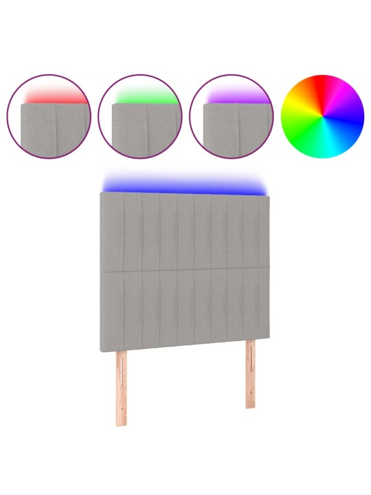 Gultas galvgalis ar led, 80x5x118/128 cm, gaiši pelēks audums