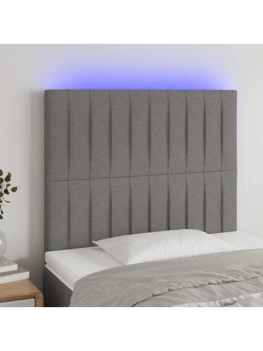 Gultas galvgalis ar led, 83x16x118/128 cm, tumši pelēks audums