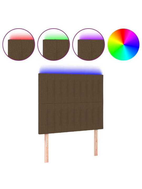 Gultas galvgalis ar led, 80x5x118/128 cm, tumši brūns audums