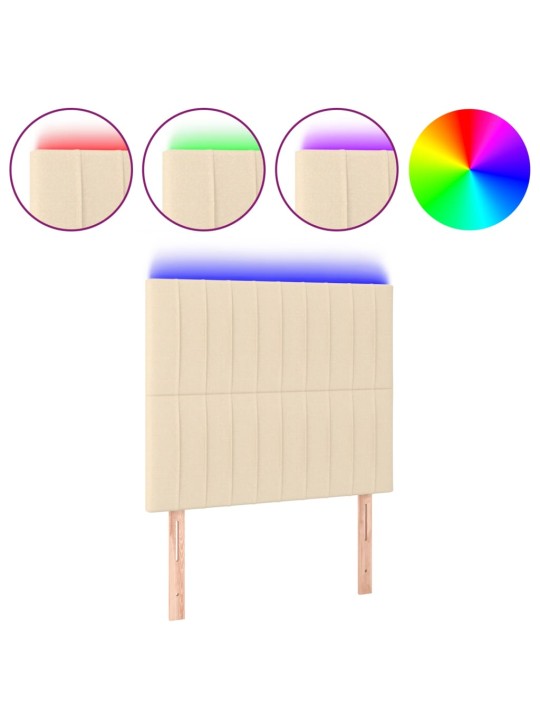 Gultas galvgalis ar led, 80x5x118/128 cm, krēmkrāsas audums
