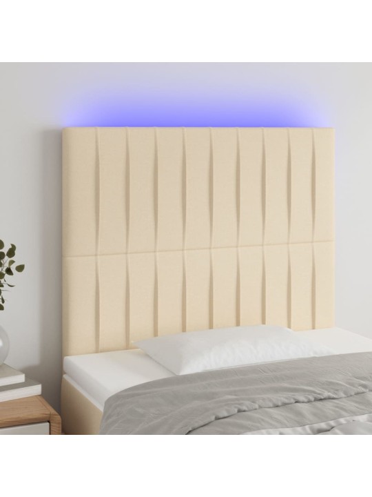 Gultas galvgalis ar led, 80x5x118/128 cm, krēmkrāsas audums
