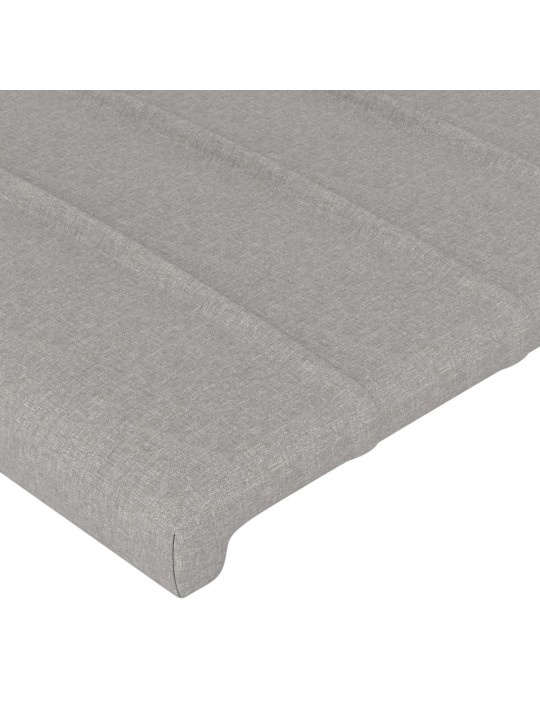 Gultas galvgalis ar led, 90x5x118/128 cm, gaiši pelēks audums