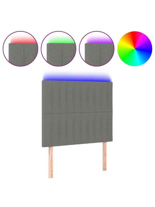 Gultas galvgalis ar led, 90x5x118/128 cm, tumši pelēks audums