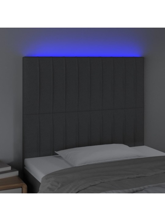 Gultas galvgalis ar led, 90x5x118/128 cm, tumši pelēks audums