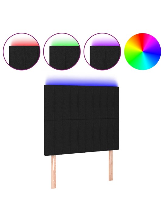 Gultas galvgalis ar led, 90x5x118/128 cm, melns audums