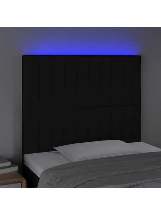 Gultas galvgalis ar led, 90x5x118/128 cm, melns audums