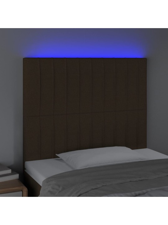 Gultas galvgalis ar led, 90x5x118/128 cm, tumši brūns audums