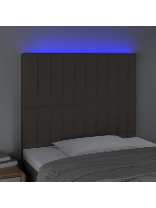 Gultas galvgalis ar led, 90x5x118/128 cm, pelēkbrūns audums