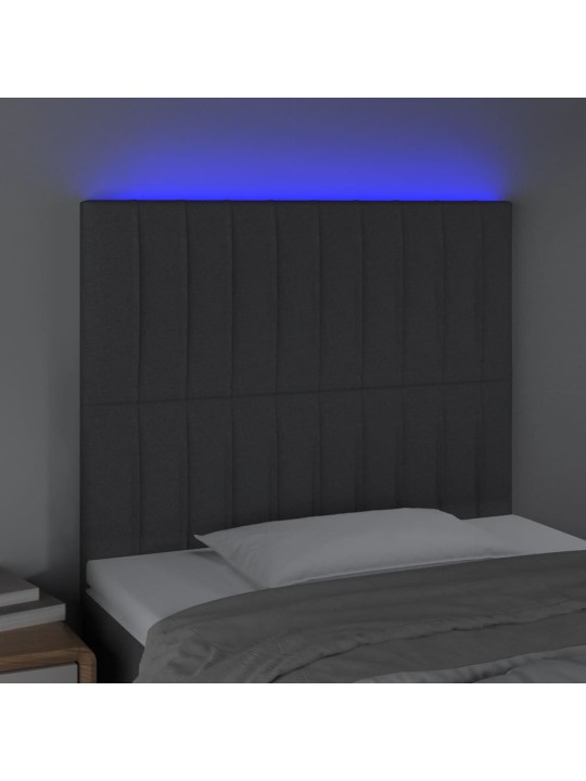 Gultas galvgalis ar LED, 100x5x118/128 cm, tumši pelēks audums