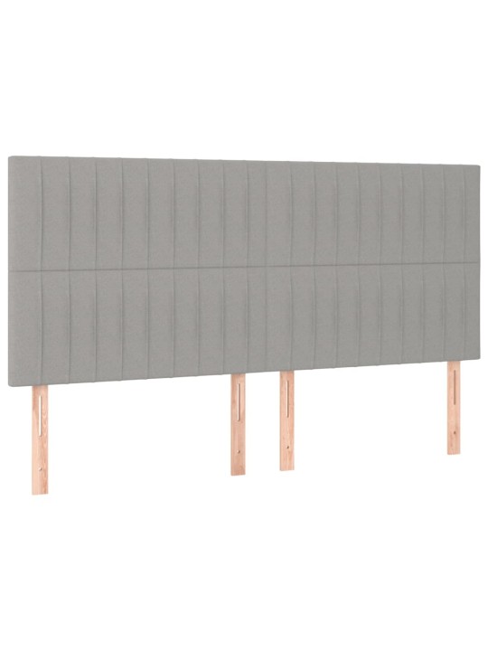 Gultas galvgalis ar led, 200x5x118/128 cm, gaiši pelēks audums