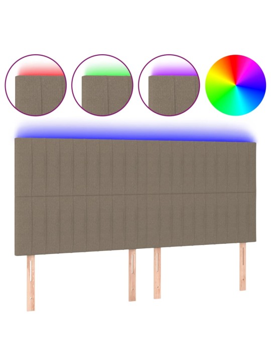 Gultas galvgalis ar led, 200x5x118/128 cm, pelēkbrūns audums