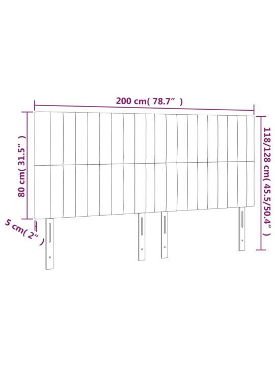 Gultas galvgalis ar led, 200x5x118/128 cm, pelēkbrūns audums