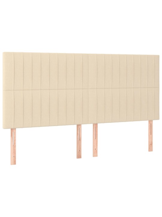 Gultas galvgalis ar led, 200x5x118/128 cm, krēmkrāsas audums