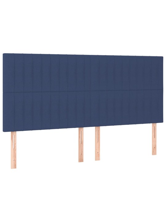 Gultas galvgalis ar led, 200x5x118/128 cm, zils audums
