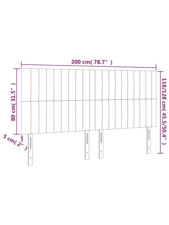 Gultas galvgalis ar led, 200x5x118/128 cm, zils audums