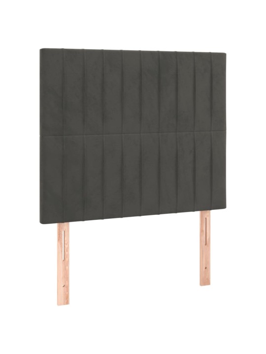 Gultas galvgalis ar led, 83x16x118/128 cm, tumši pelēks samts