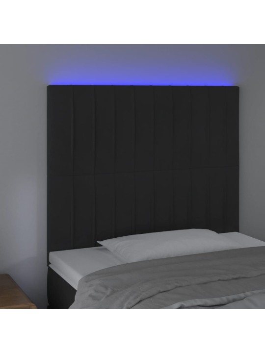 Gultas galvgalis ar led, 80x5x118/128 cm, melns samts