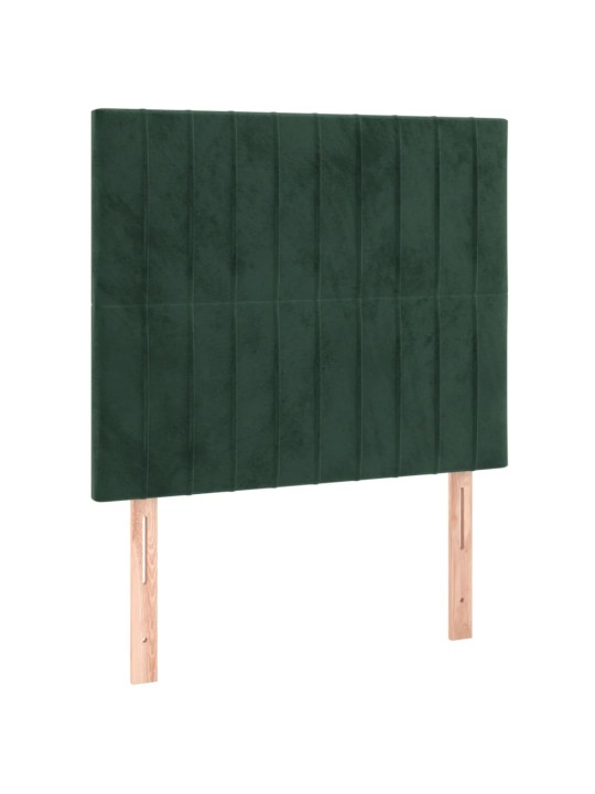 Gultas galvgalis ar led, 83x16x118/128 cm, tumši zaļš samts
