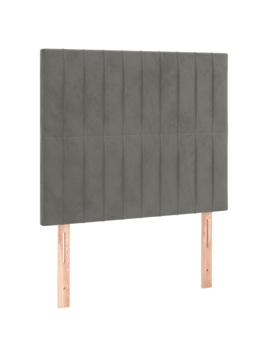 Gultas galvgalis ar led, 90x5x118/128 cm, gaiši pelēks samts