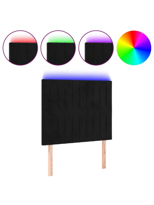 Gultas galvgalis ar led, 90x5x118/128 cm, melns samts