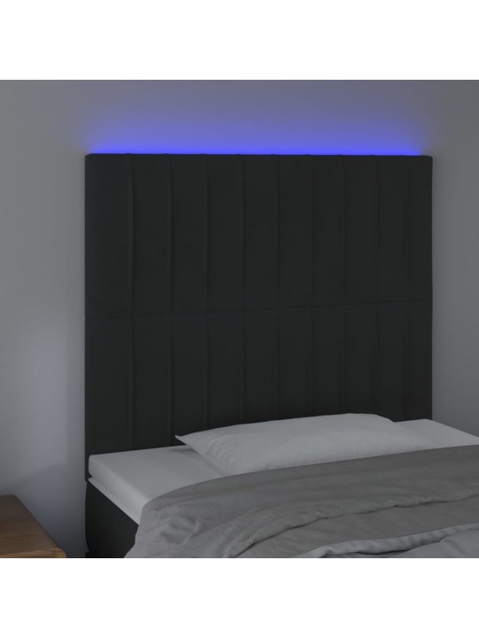 Gultas galvgalis ar led, 90x5x118/128 cm, melns samts