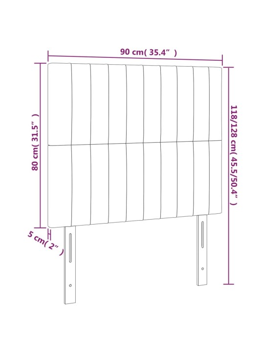 Gultas galvgalis ar led, 90x5x118/128 cm, tumši zils samts