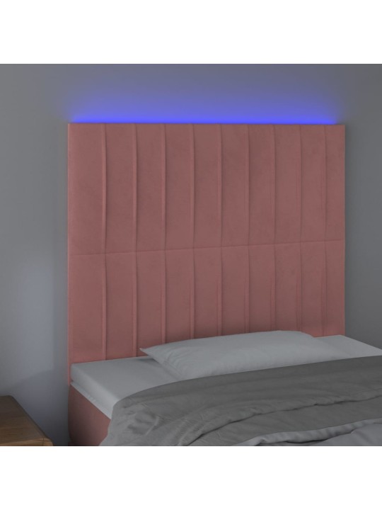 Gultas galvgalis ar led, 90x5x118/128 cm, rozā samts