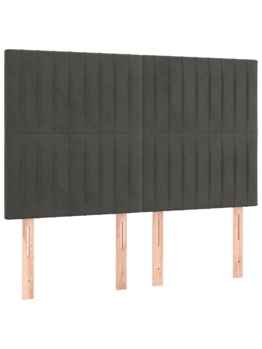 Gultas galvgalis ar LED, 144x5x118/128 cm, tumši pelēks samts